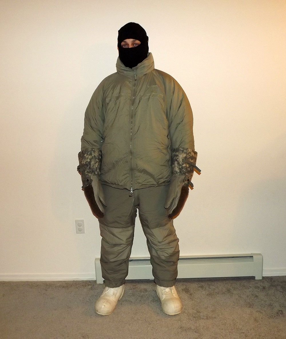 Daniel Kekipi wearing full arctic extreme cold weather suit and face mask in Alaska